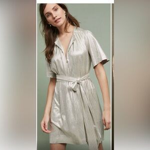 Women's Sabina Musayev Anthropologie Gold Holiday Dress Mini Size S Petite